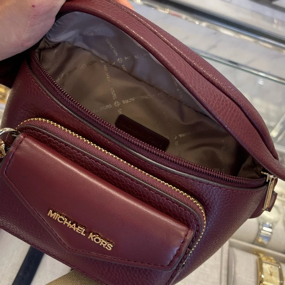 Michael Kors Maisie 2 In 1 Small Leather Waist pack Fanny pack Bag (Oxblood) MK